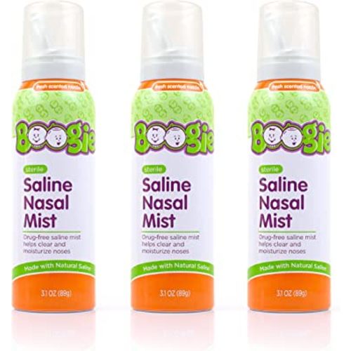 Boogie Saline Nasal Spray Mist for Baby and Kids, Allergy Relief, Nasal Decongestant, Made with Saline, Fresh, 3.1 Ounce (Pack of 3)