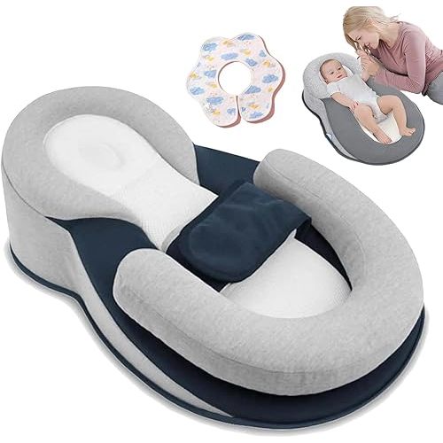 Rest Nest Baby Bed Acid Reflux with Strap, 2025 New Keesley Rest Nest Baby Bed, 15° Incline, 3D Airflow Fabric, Machine Washable, for Comfortable Play & Feeding Support (Regular)
