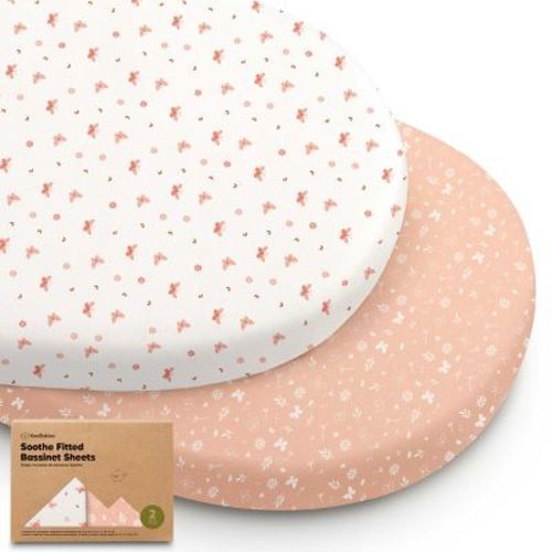 KeaBabies Organic Bassinet Sheet for Baby Girls, Boys, 2-Pack Soothe Bassinet Fitted Sheets, Bedside Bassinet Mattress Sheet (Butterflies)