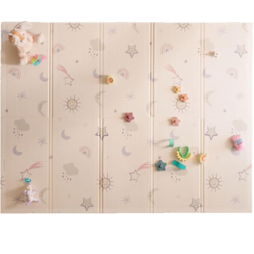 Nuby Reversible Baby Floor Mat - Foldable and Lightweight Baby Play Mat for Floor - Easy Storage and Travel - Stars and Sky