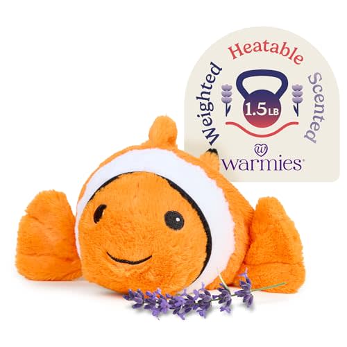 warmies Microwavable & Weighted Stuffed Animals, Clown Fish - Heated Soothing Warmth Plushie - Cooling Stuffed Animal - Lavender Scent Plushies for Adults & Children (Boys, Girls, Babies & Toddlers)