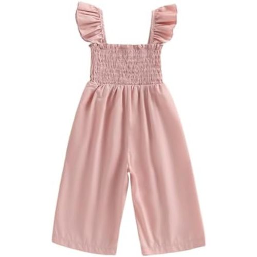 Sasaerucure Summer Clothes Toddler Baby Girl Romper Jumpsuit Overall Pants Solid Sleeveless Ruffle Halter One Piece Outfit
