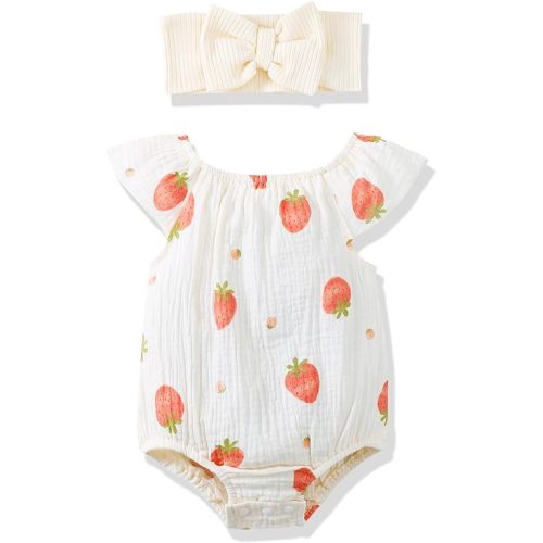 Renotemy Preemie Newborn Baby Girl Clothes Infant Cotton Linen Romper Summer Outfit for Girls Ruffle Sleeve Bodysuit Jumpsuit