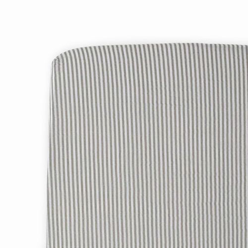 Little Unicorn Premium Crib Sheet | Breathable & Super-Soft Muslin Fabric (Grey Stripe)
