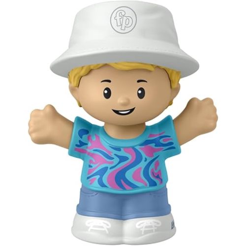 Little People Fisher-Price Figure for Toddler Dollhouse Playset - HXC03 - Little Boy Eddie Figure Wearing a White Bucket Hat - Ready for Day at Beach or Park
