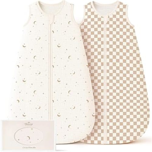Konssy Muslin Baby Sleep Sack 6-12 Months, 0.8 TOG Baby Wearable Blanket
