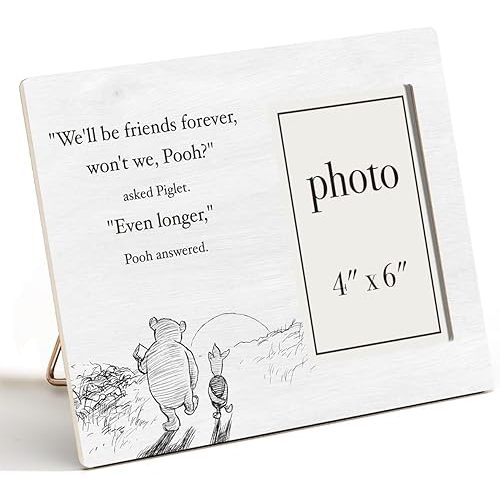 Pooh Bear Picture Frame, Friendship Gift Ideas, Birthday Gifts for Friends Besties, We'll Be Friends Forever Photo Frame for 4 x 6 Inch Photo