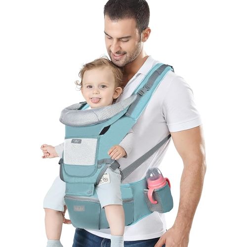 Baby Carrier Ergonomic Infant Carrier with Hip Seat Kangaroo Bag Soft Baby Carrier Newborn to Toddler 7-45lbs Front and Back Baby Holder Carrier for Men Dad Mom