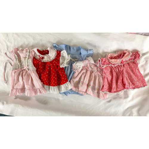 Vintage Baby Dress Lot 70s Toddletime Smocked Lace Floral Pink Infant Size 1 USA