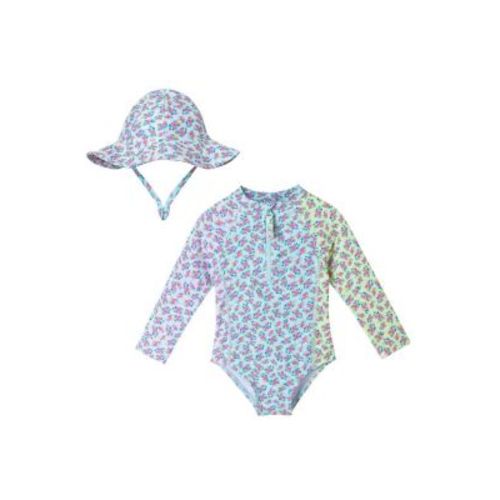 Girls' Long Sleeve Floral Rashguard & Scrunchie Set - Baby
