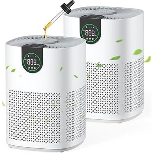VEWIOR 2 Pack Air Purifiers for Home, Air Purifiers for Bedroom Large Room up to 1200 sq.ft with H13 HEPA Washable Filter, Aromatherapy, PM2.5 Display, Sleep Mode, Auto Mode for Dust, Smoke, Pets Hair