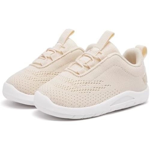 MORENDL Toddler Slip On Sneakers Baby Walking Shoes Non-Slip Breathable Unisex Pink Mesh Lace-Up Athletic Sneakers Infant Running Shoes