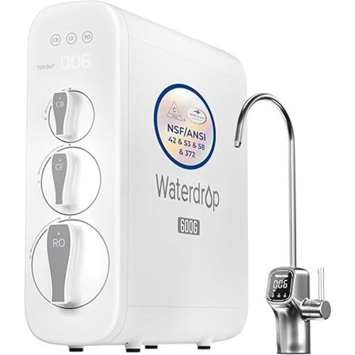 Waterdrop G3P600 Tankless Reverse Osmosis Water Filter System, 600 GPD
