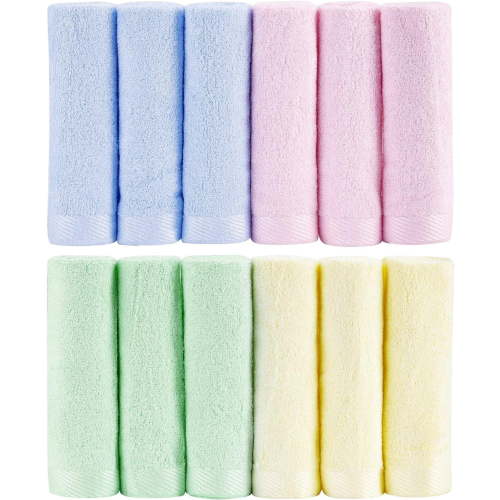 Baby Bamboo Washcloths, Baby Face Towels - Extra Soft for Newborn/Infant/Kids/Adults - Ultra Soft for Baby Registry as Shower Set,12x12inch. (12 Pack.)