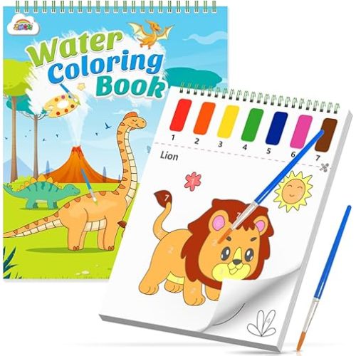 ZMLM Paint with Water Coloring Books for Toddlers, Mess Free Watercolor Painting Sets Activity for Kids Arts Crafts Gift Toy for Boy Girl Age 4 5 6 7 8 Christmas Stocking Stuffers Birthday (Dinosaurs)