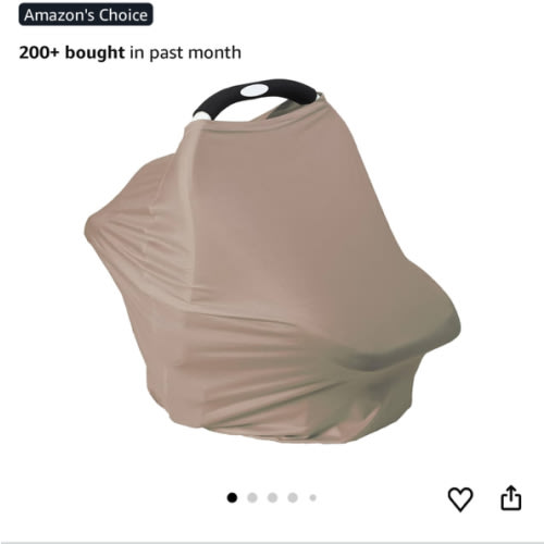 Breathable Car Seat Cover for Babies – Multi-Purpose Soft Rayon Nursing Cover for Breastfeeding, High Stretchy Infant Carseat Canopy, Stroller Cover (Smooth Rayon, Mocha Natural)