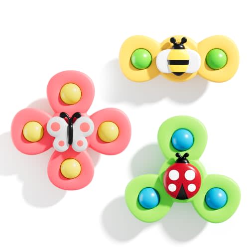 ALASOU Suction Cup Spinner Airplane Travel Toys for 1 Year Old Boy Girl | Spinning Top 12 18 Months,1 2 Year Old Boy Birthday Gift,Baby Bath Toy for Kids Ages 1-3,Sensory Toy for Infant Toddlers
