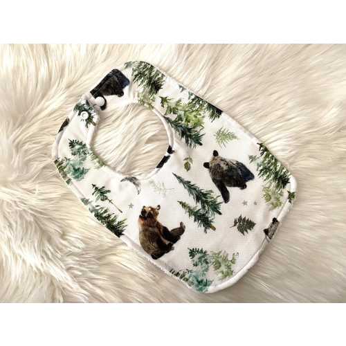 Bear Bib, Grizzly Bear Bib, Nature Bib, Forest Bib, Mountain Bear, Wildlife Baby, Woodland Bib, Outdoors Baby, Bear Lover, Bear Gift