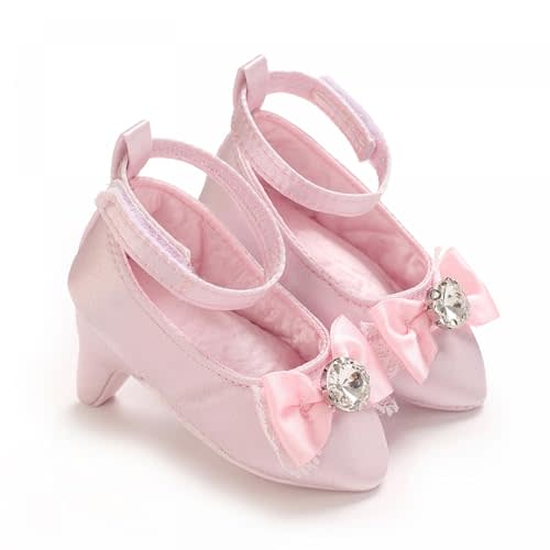 Baby Heels for Infant Girls Bowknot High Heels Soft Sole Crib Shoes Newborn Princess Dress Shoe