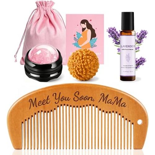 Gwabee Birthing Comb, Massage Ball & Lavender Essential Oil Roll-On Set