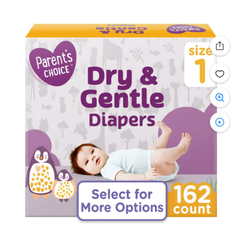 Parent's Choice Dry & Gentle Diapers Size 1, 162 Count (Select for More Options) HSA/FSA Eligible - Walmart.com