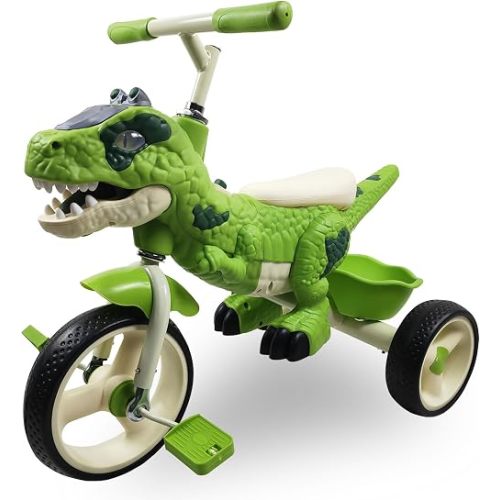 Dinosaur Tricycle for Kids Ages 3-7, Preschool Kids Trike with Music Lights