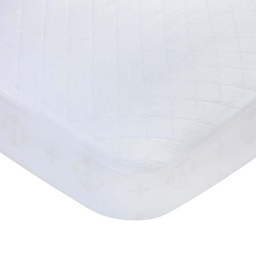 Carters Baby Mattress Protector, Waterproof Fitted Quilted Crib and Toddler Pad Cover, White