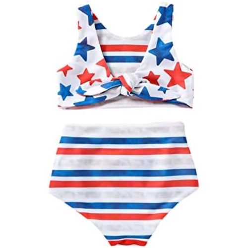 WASAIGOOD Newborn Baby Girl Two Piece Swimsuit Floral Knotted Swim Top and Bottom Tankini Bikini Set Infant Bathing Suit Girl