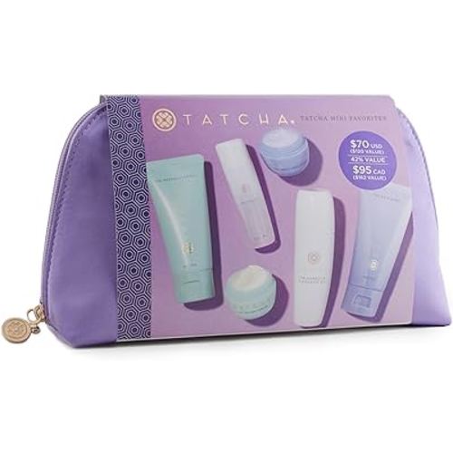 TATCHA Mini Favorites Set | Travel Sized Bestselling Cleansers, Essence, and Moisturizers | $120 Value
