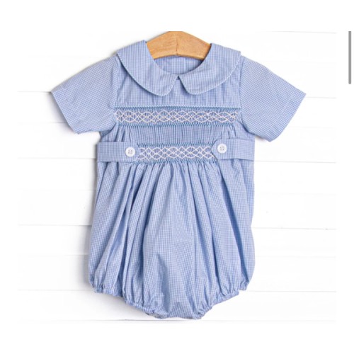 Bleu: Shipley Smocked Bubble, Blue Gingham – Stitchy Fish