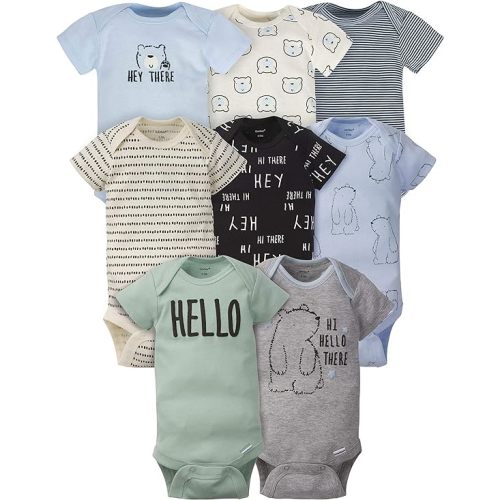 Gerber Baby Boys 8-Pack Short Sleeve Onesies Bodysuits