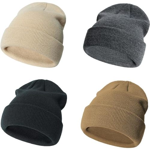 Urban Virgin Toddler Winter Hat Baby Beanie Kids Beanies Boys Hats Knit Winter Caps Soft Infant Girls 4 Packs A-Darkgrey S(3Months-2T)