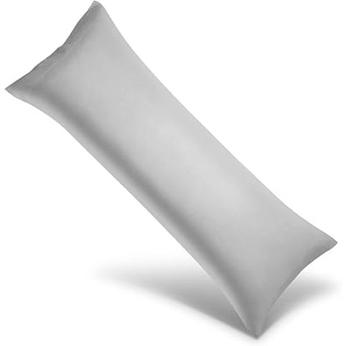 Body Cooling Pillowcase Long Pillow Case Breathable Cool Silky Soft Rayon Derived from Bamboo Fabric, Hair and Skin Friendly, Light Gray, 1 Pack, 20x54IN