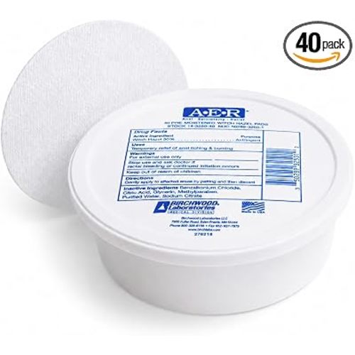 Birchwood Laboratories A-E-R Pre-Moistened Medicated Cooling Witch Hazel Pads For Hemorrhoid & Postpartum Relief, 40 Count