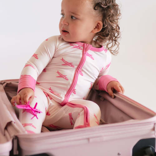 Infant Romper in Pink Planes