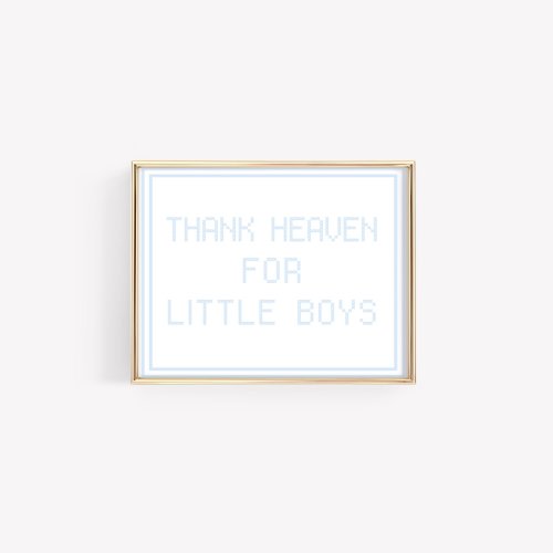 Thank Heaven For Little Boys Print, Blue Nursery Wall Decor, Baby Boy Gift, Vintage Nursery Wall Art, Nursery Quote Print, Boy Room Decor
