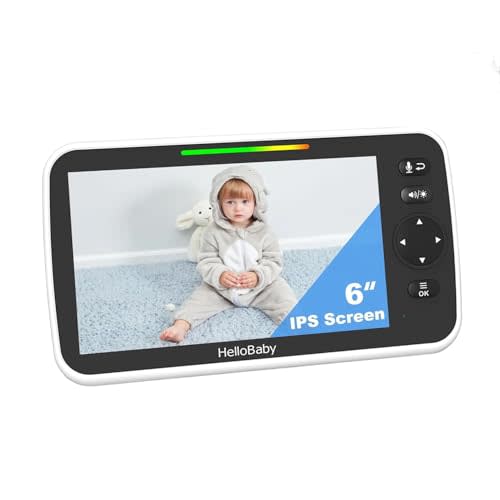 HelloBaby HB6550Plus Monitor Only - 𝑶𝒏𝒍𝒚 𝒇𝒐𝒓 𝑯𝑩6550Plus 𝑴𝒐𝒅𝒆𝒍 Camera, 6'' World First IPS Split-Screen, Parent Unit, HB6550Plus Replace Screen, Work with HB6550Plus Camera