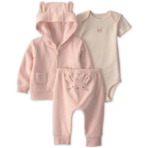 Carter’s Baby Girls' Bunny Cardigan, Bodysuit and Pants, 3-Piece Set