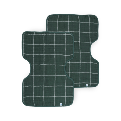 Cotton Muslin Burp Cloth 2 Pack - Evergreen Plaid
