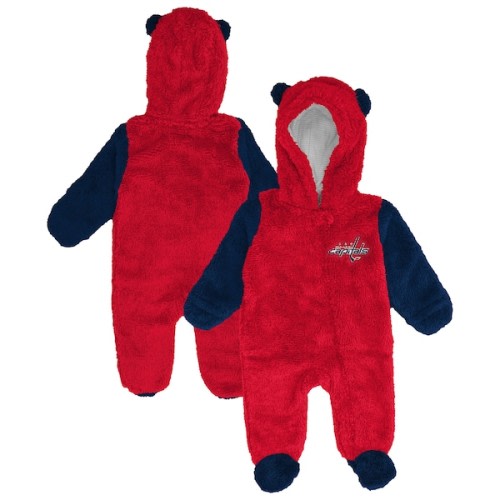 Infant & Newborn Washington Capitals Outerstuff Red Stay Napping Fleece Bunting Full-Zip Hooded Sleeper