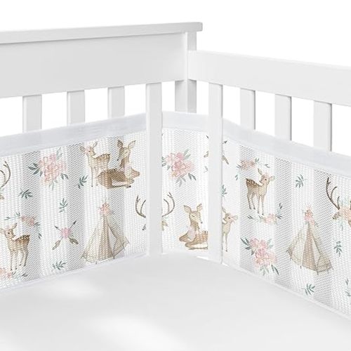Sweet Jojo Designs + BreathableBaby 2-Piece Breathable Mesh Crib Liner Set (Woodland Forest Animals) for Boys/Girls, Baby, Infants/Newborn Nursery (Animal Friends, Bear, Fox, Hedgehog, Watercolor)