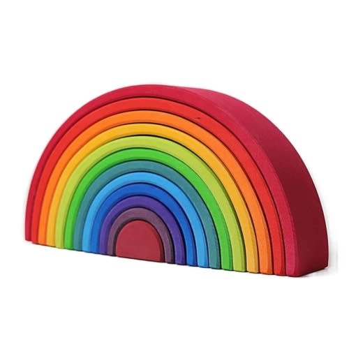 12-Piece Wooden Rainbow Stacking Tunnel