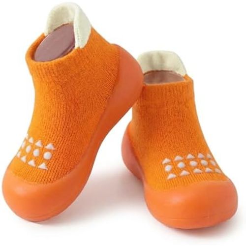 Hstyle Baby Sock Shoes Toddler Walking Shoes Infant Non-Slip Slippers Soft Rubber Sole Sneakers for Baby Boys Girls