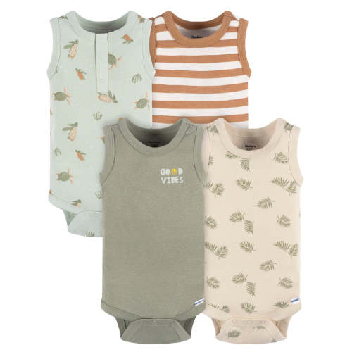 4-Pack Baby Boys Sea Turtles Sleeveless Onesies® Bodysuits – Gerber Childrenswear