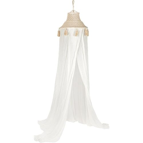 White Cotton Macramé Canopy with Tassels