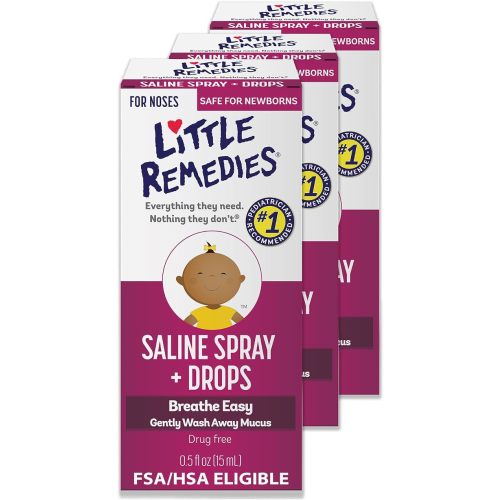 Little Remedies Sterile Baby Saline Nasal Spray and Drops, 0.5 Fl Oz, 3 Pk