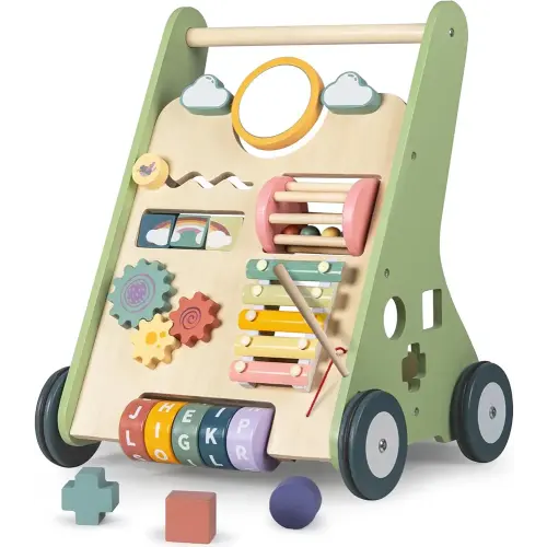 Bautia Wooden Baby Walker, Montessori Walker for Babies 6-12 Months, Push Walking Toys for 1 Year Old Learning to Walk