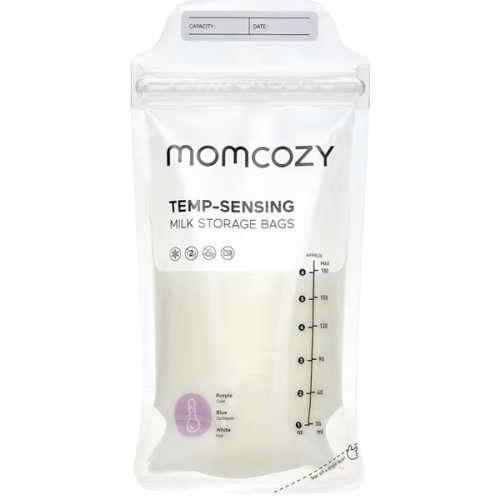 Amazon.com: Momcozy Breastmilk Storing Bags, Temp-Sensing Discoloration Milk Storing Bags for Breastfeeding, Disposable Milk Storage Bag with 6 Ounce Self Standing, No-Leak Milk Freezer Storage Pouches, 120pcs : Baby