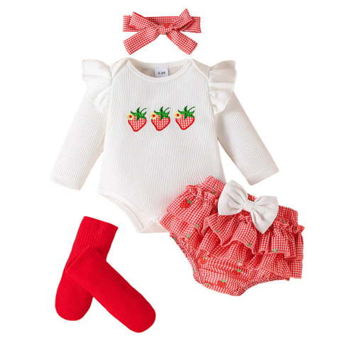 Zshosam Baby Girl Outfits Newborn Baby Girl Outfit Ruffle Long Sleeve Romper Tutu Skirt Shorts Set Cute Fall Winter Clothes Size 0 3 Months,(Red 0-3 Months)