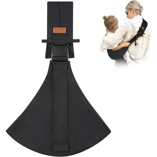 Baby Sling Carrier for Infants and Toddlers 6-36 Months (10-30 lbs), Lightweight & Breathable Cotton Hip Shoulder Carrier-Adjustable, Easy-to-Wear Side & Front Carry Toddler Sling (Black)